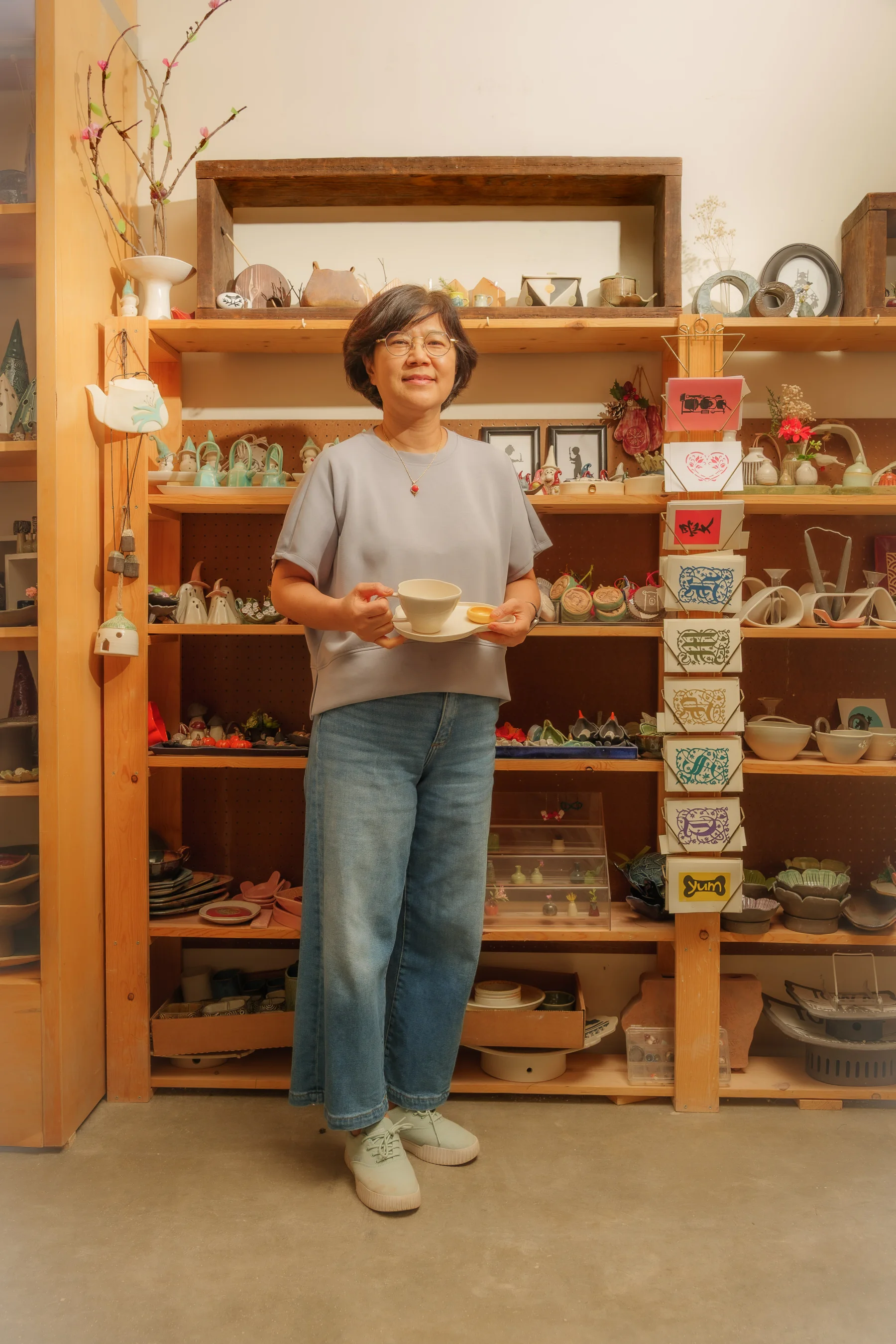 Ceramic work and tools on a shared CASA studio table